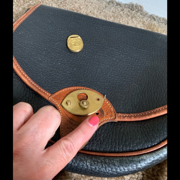 Dooney & Bourke vintage Cavalry bag black brown leather project purse flawed - Picture 5 of 8